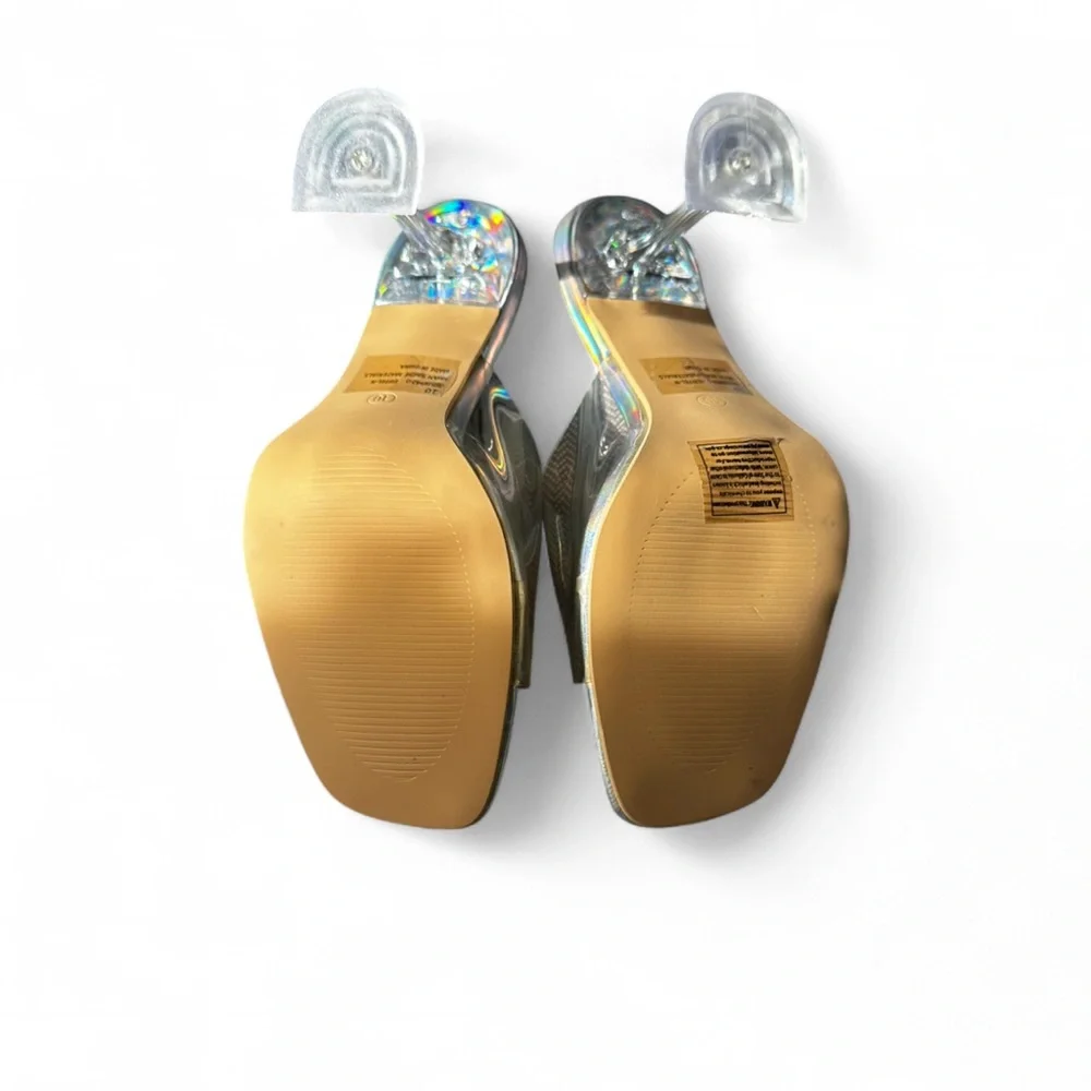 Fashion Nova Iridescent and Clear Heels